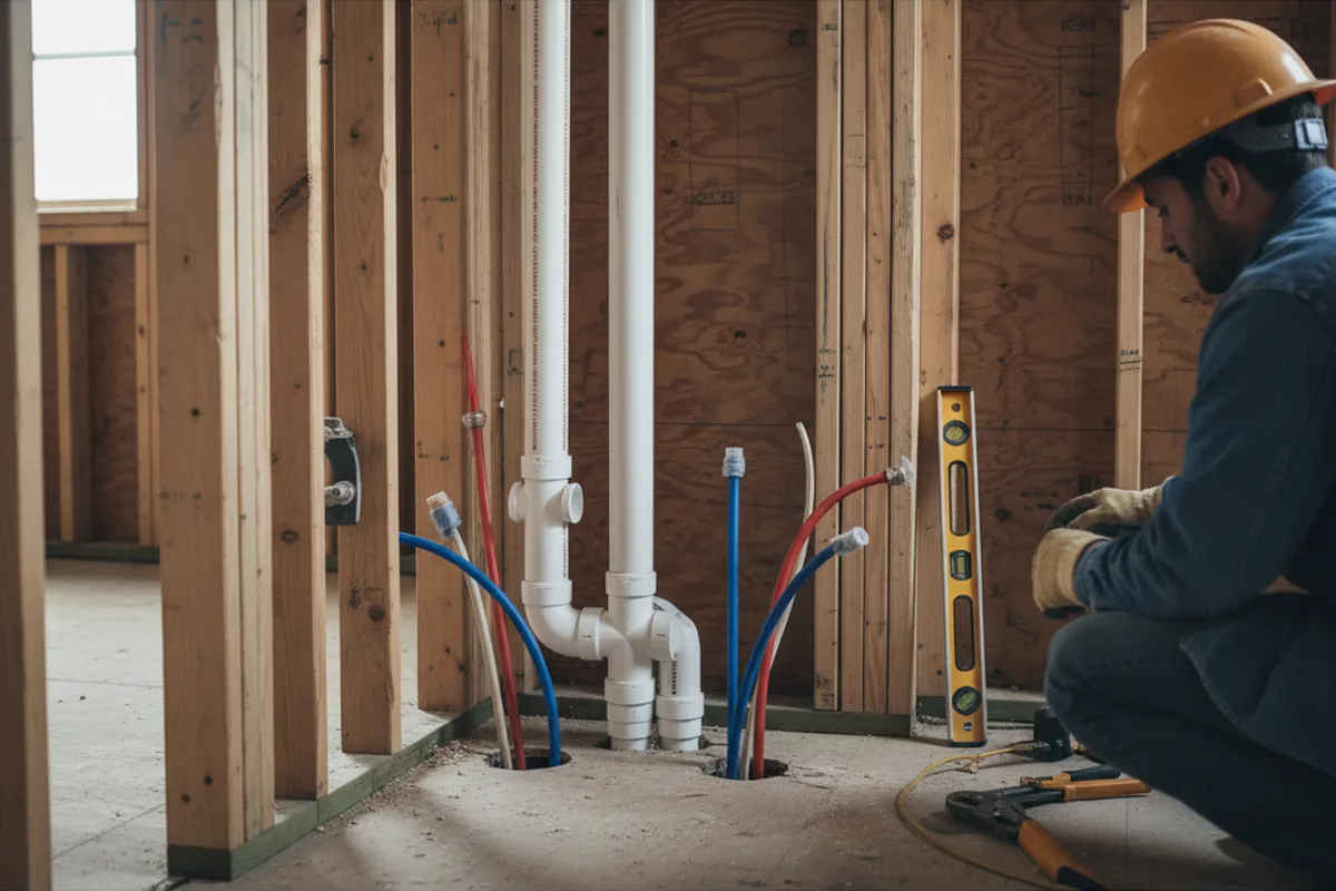 Drain and supply rough-in during Drain Cleaning in Lemoore